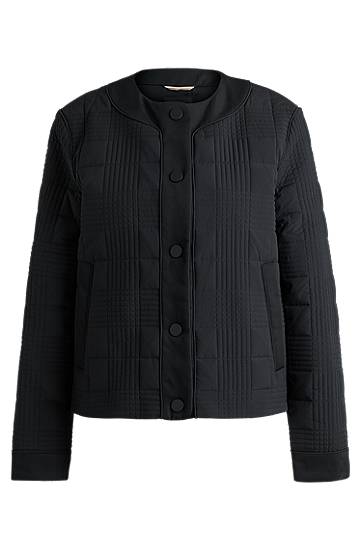 Пуховик BOSS Water-Repellent Padded Check Jacket чорний | 50518343