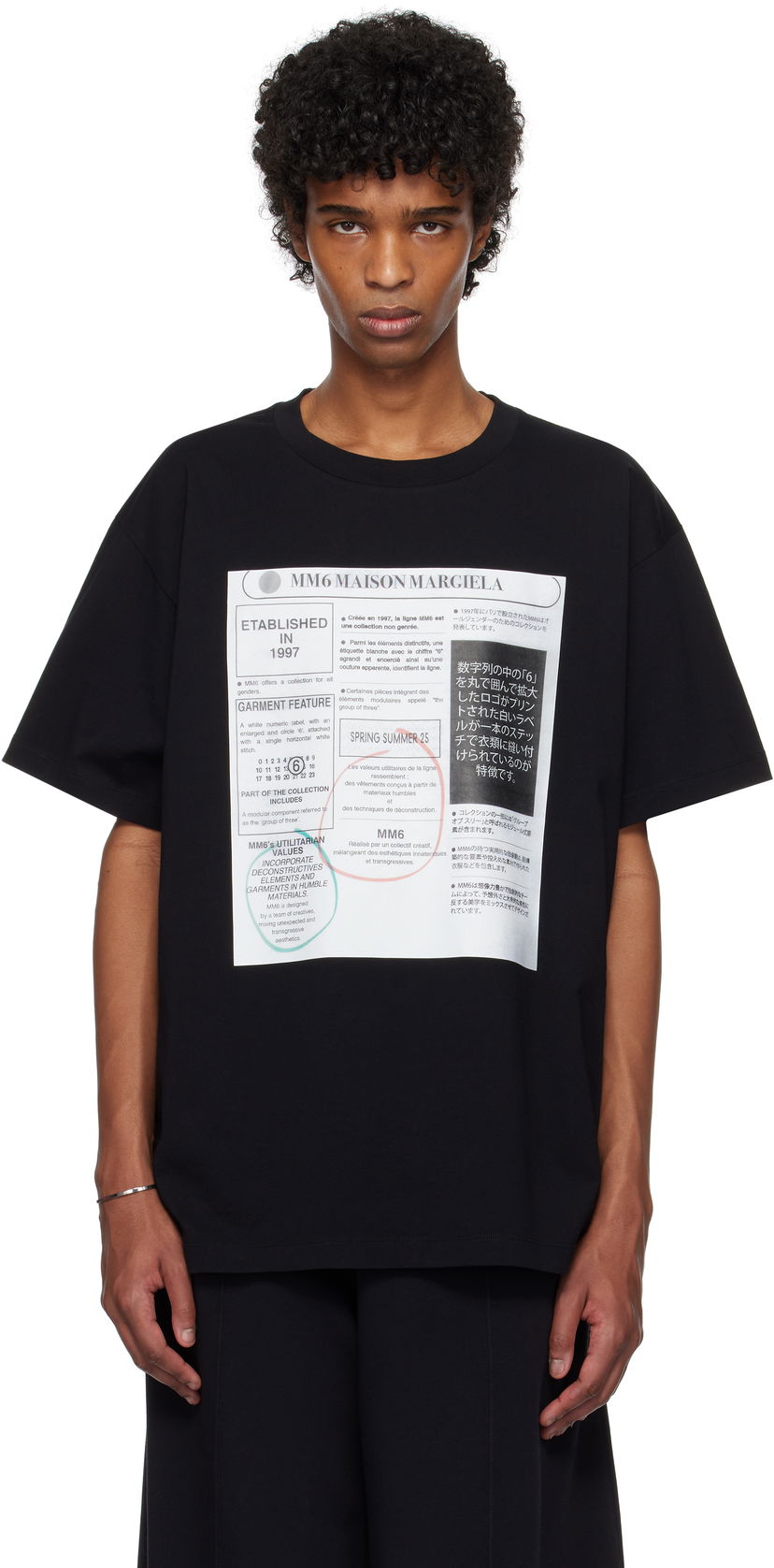 Футболка Maison Margiela MM6 Newspaper Print T-Shirt чорний | SH0GC0043 S24312