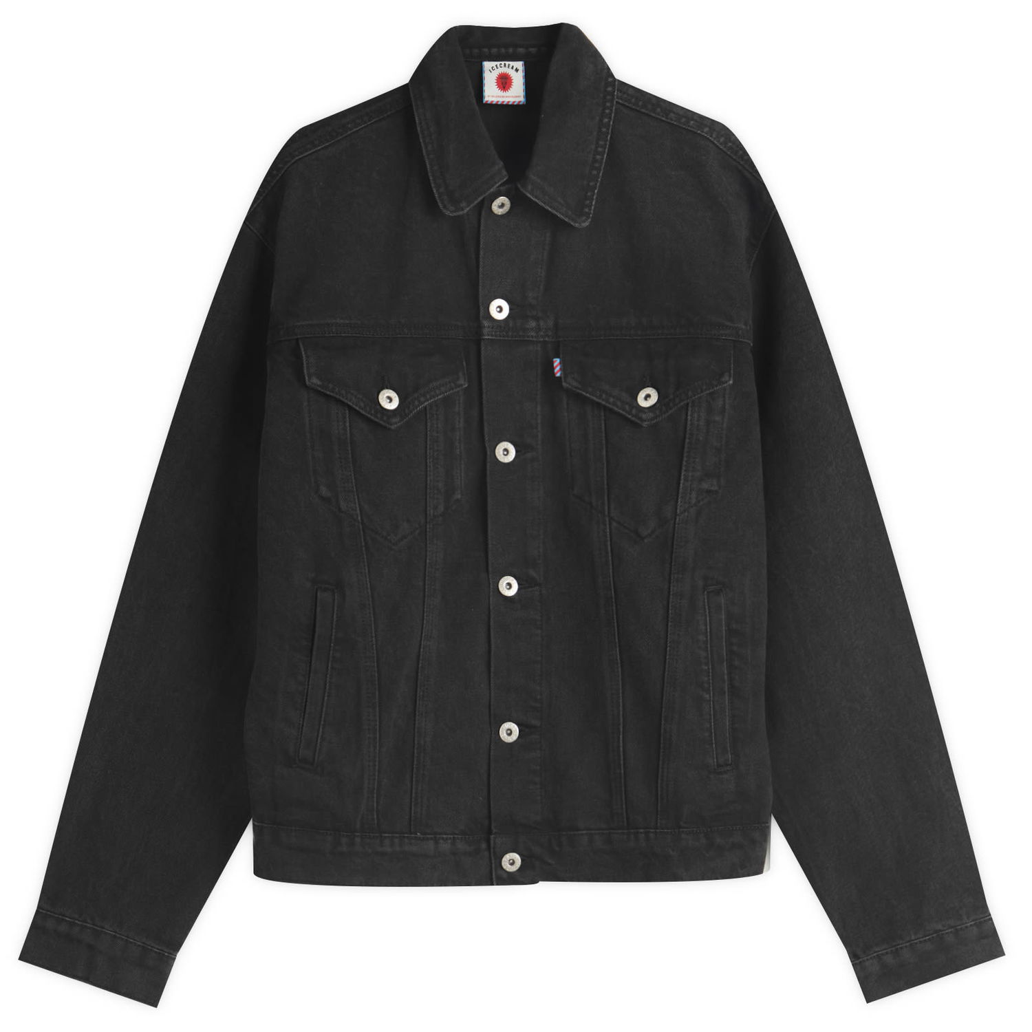 Куртка BBC IceCream ICECREAM Running Dog Denim Trucker Jacket, Size Large чорний | ICD25101-BLK, 0