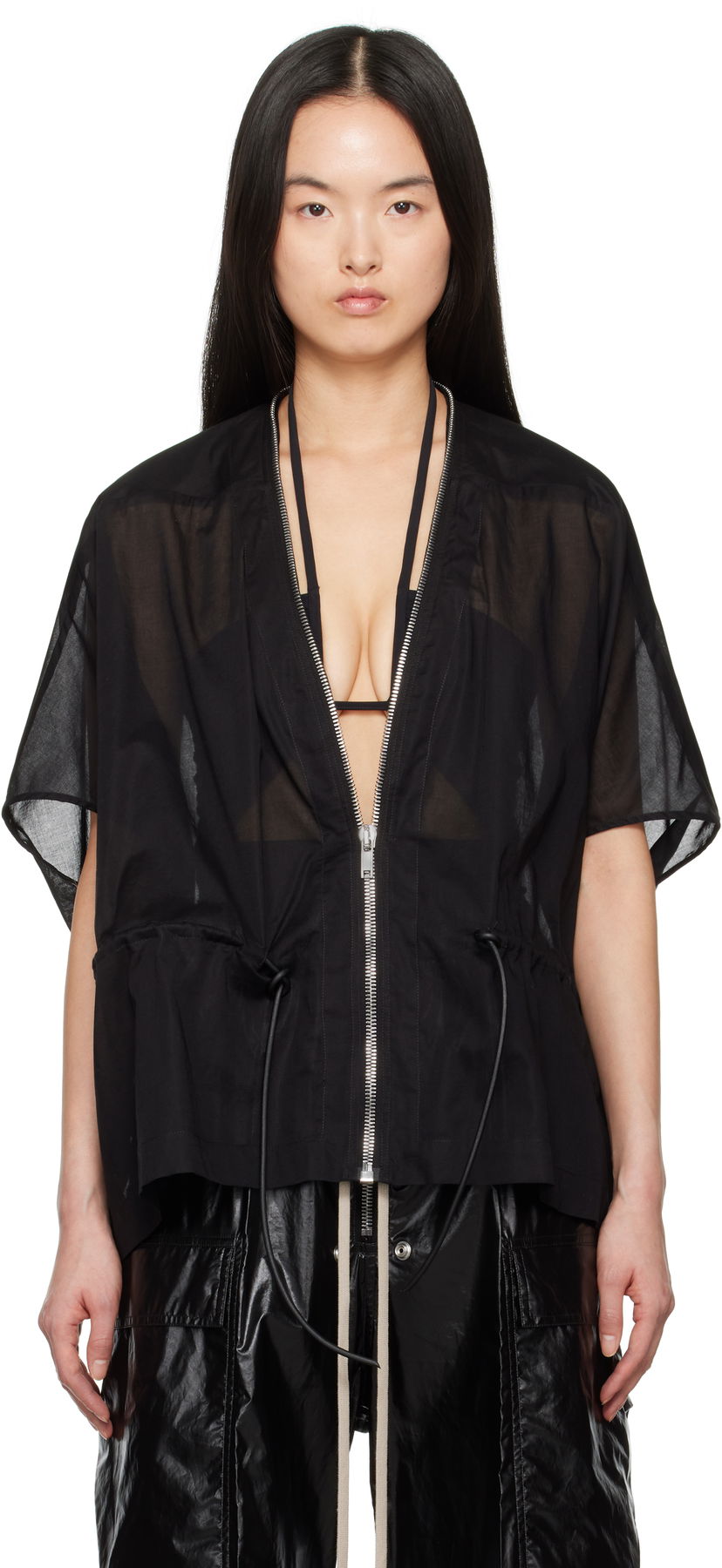 Сорочка Rick Owens Rick Owens Hollywood Sail Sheer Zip Jacket чорний | RP01E7733 CV