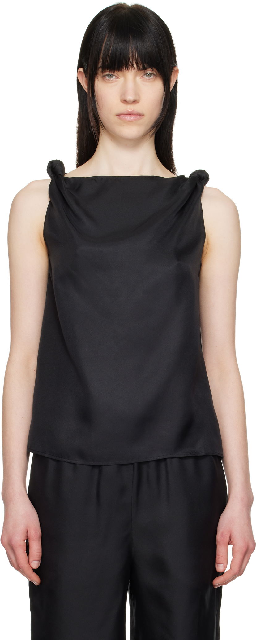 Безрукавка Loulou de Saison Loulou de Saison Remy Knotted Tank Top чорний | REMY