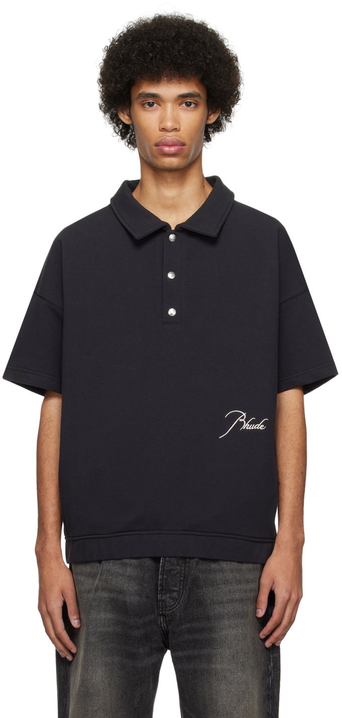Сорочка поло Rhude Embroidered Polo чорний | RHPS24SH15320372