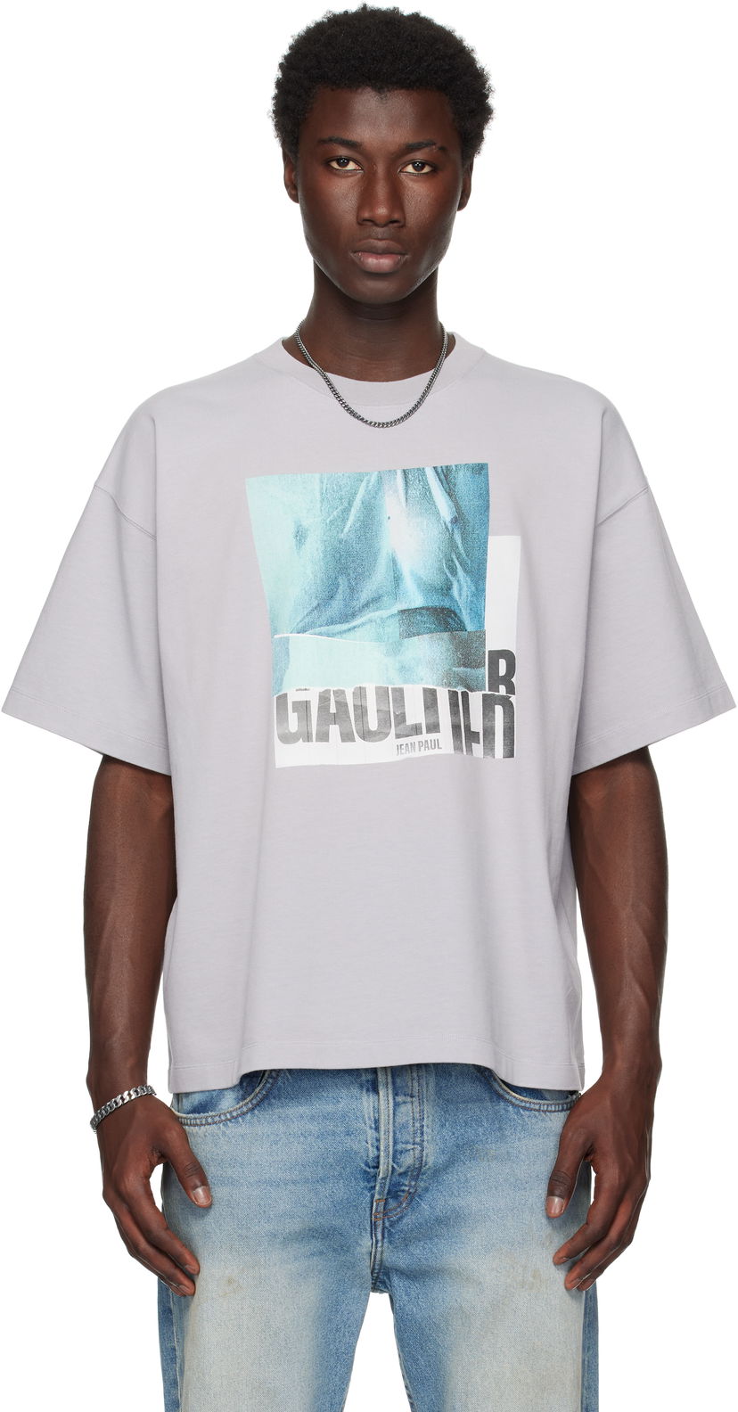 Футболка Jean Paul Gaultier Jean Paul Gaultier Printed Oversized T-Shirt Сірий | 25/03-W-TO293-J001-135557