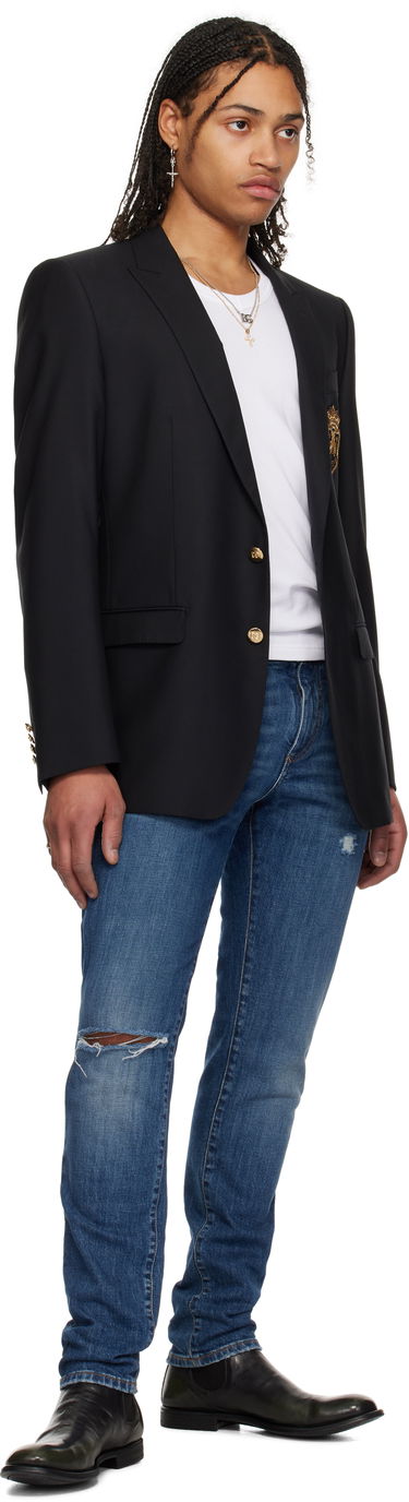 Куртка Dolce & Gabbana Dolce&Gabbana Single-Breasted Wool & Silk Blazer with Patch чорний | G2LK0ZFU3H1, 3