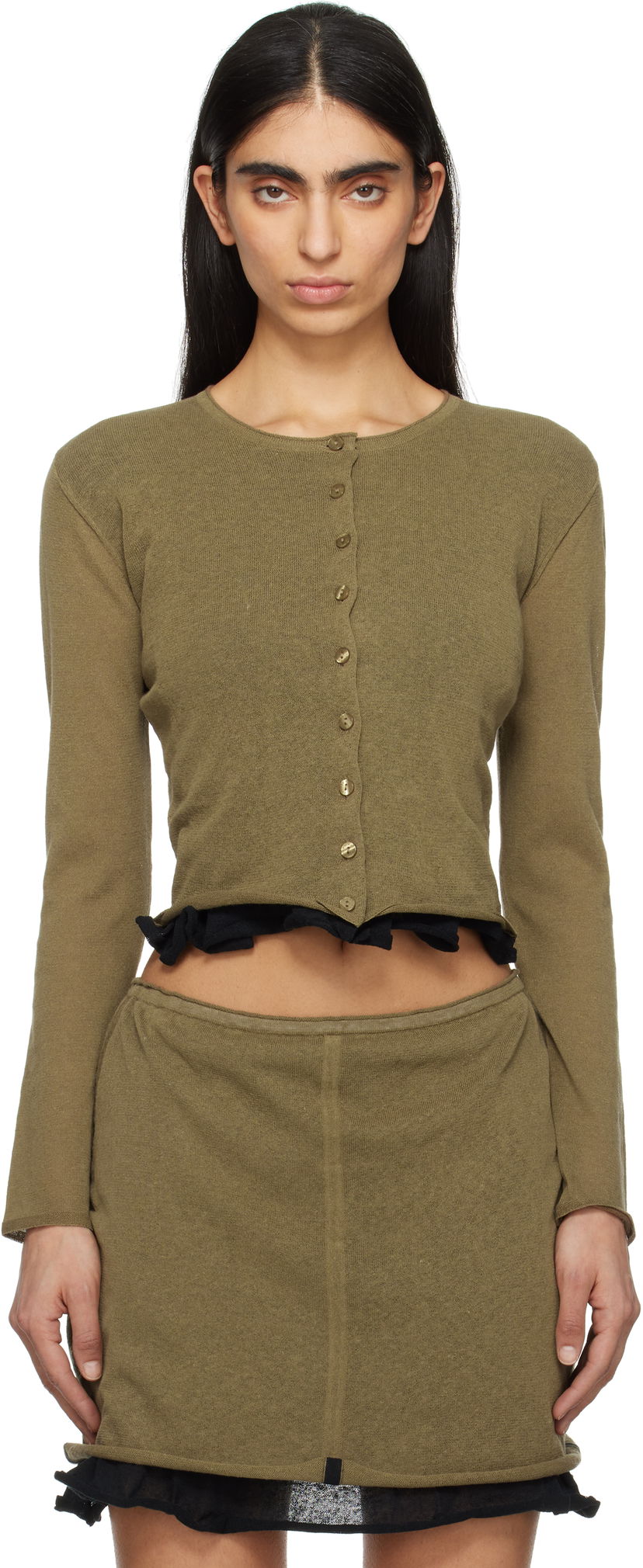 Cветр Eckhaus Latta Eckhaus Latta Veil Cardigan Зелений | 8118-EL-PS25-B -