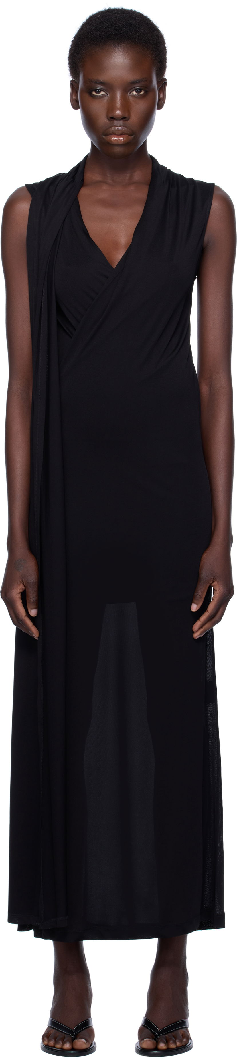 плаття TOTEME TOTEME Overlapped Scarf Maxi Dress чорний | 253-WRD0235-FB0266