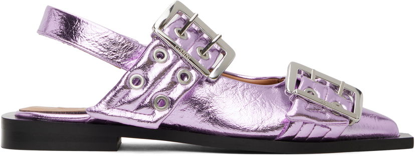 Аксесуари GANNI GANNI Buckle Slingback Flats Фіолетовий | S2874