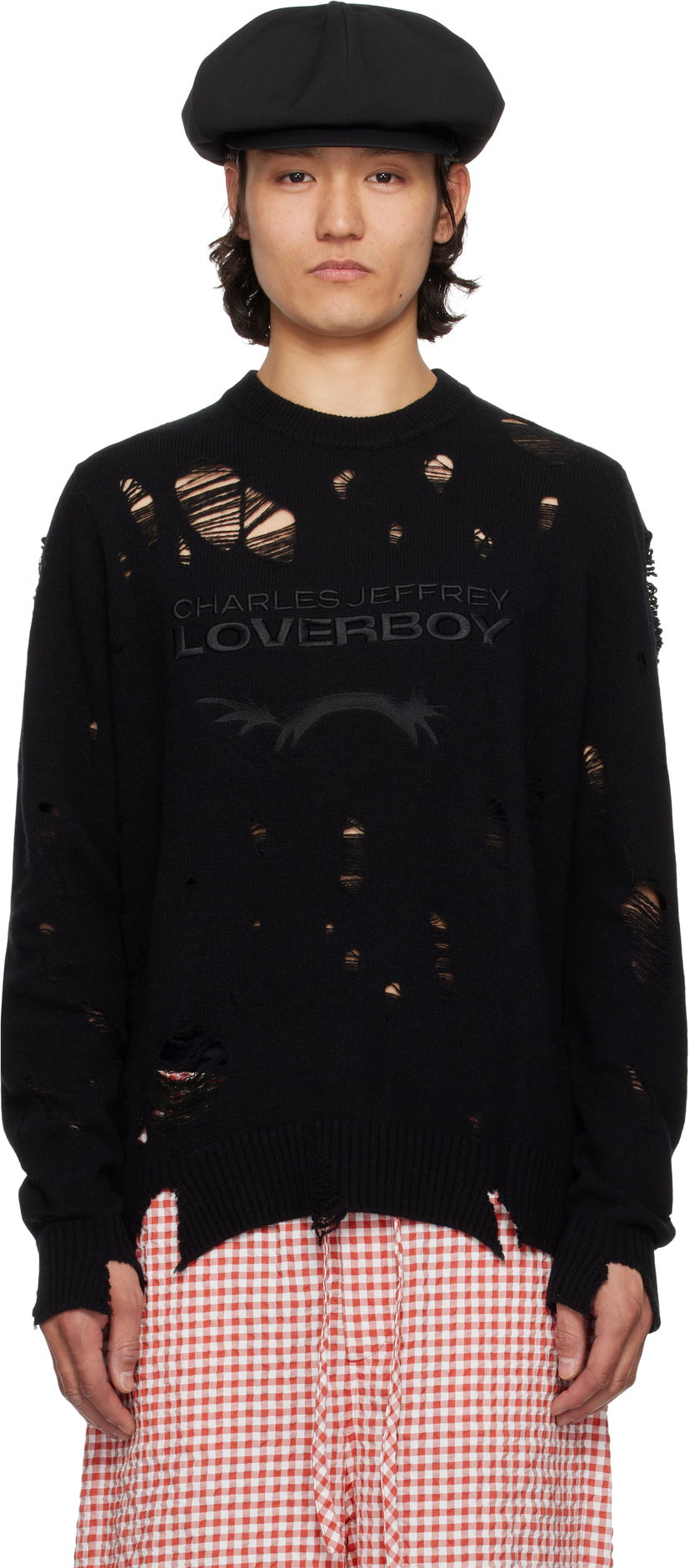 Cветр Charles Jeffrey Loverboy Charles Jeffrey LOVERBOY Distressed Logo Knit Sweater чорний | 54090401