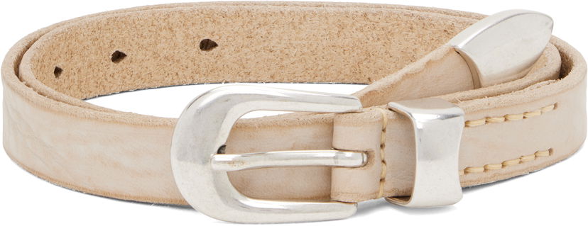 Ремені OUR LEGACY Textured Leather Buckle Belt бежевий | A4258CCW