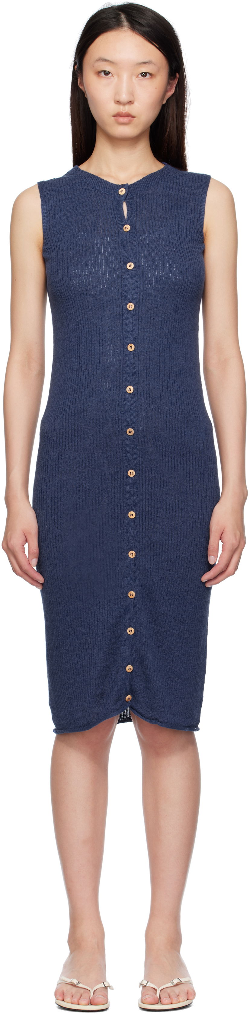 плаття Baserange Baserange Sleeveless Button-Front Midi Dress Синій | DRDR-LI-SU25