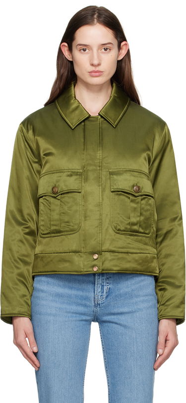 Куртка rag & bone Rag & Bone Women's Satin Bomber Jacket Зелений | WAW23H2009KM09, 0