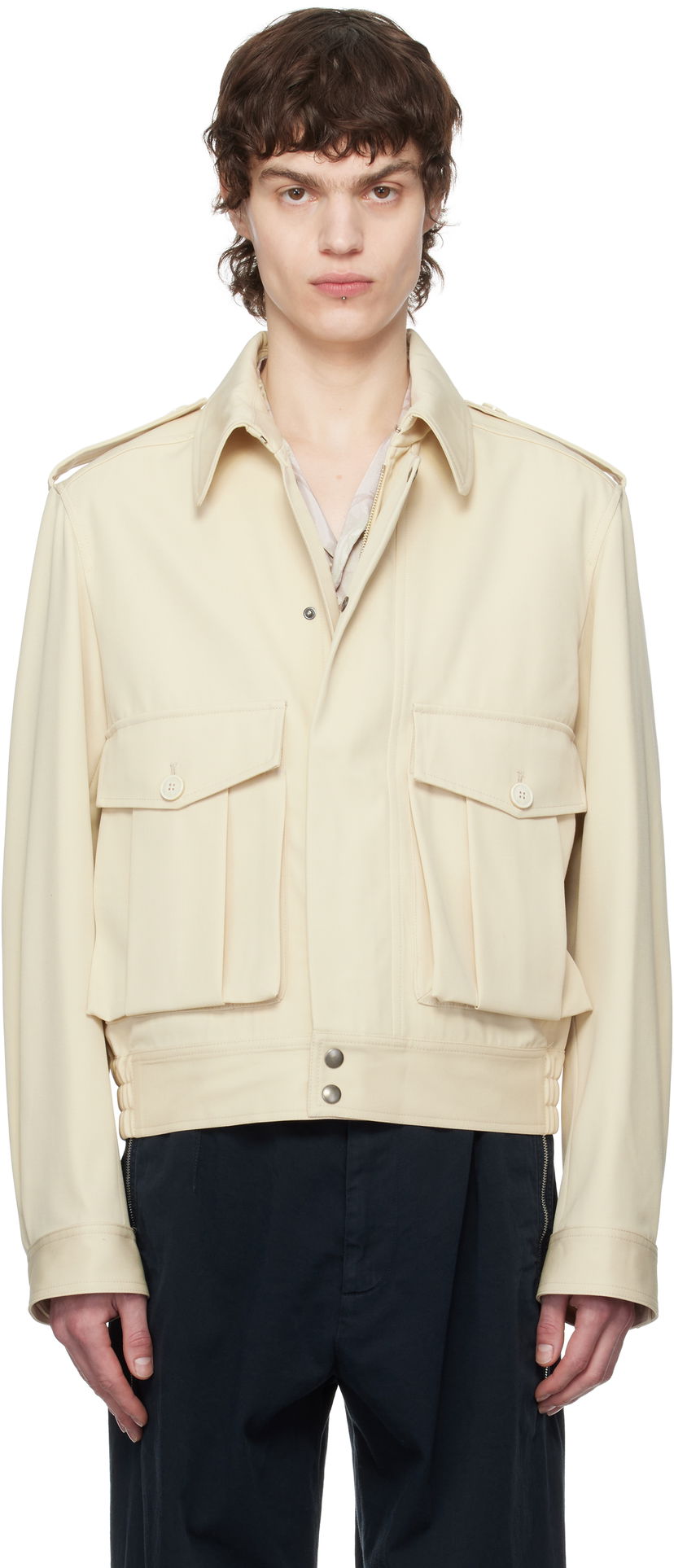 Куртка бомбер Dries Van Noten Dries Van Noten Wool Gabardine Jacket бежевий | 251-020510-1176