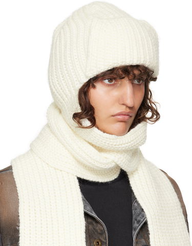 Шарф We11done We11done Chunky Knit Beanie and Scarf Set білий | WD-KH3-24-642-U-IV, 1