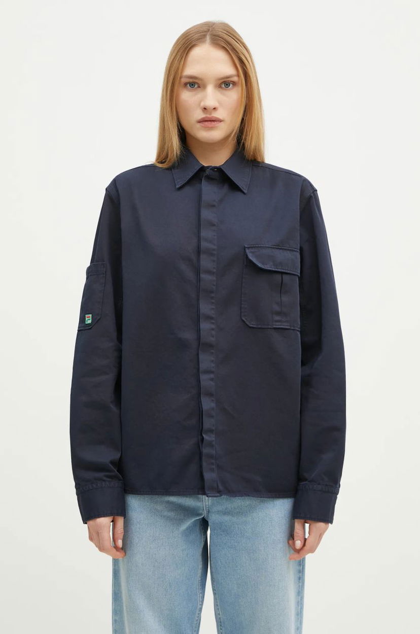 Сорочка MAISON KITSUNÉ Oversized Button Up Shirt Синій | NW02103WQ4036