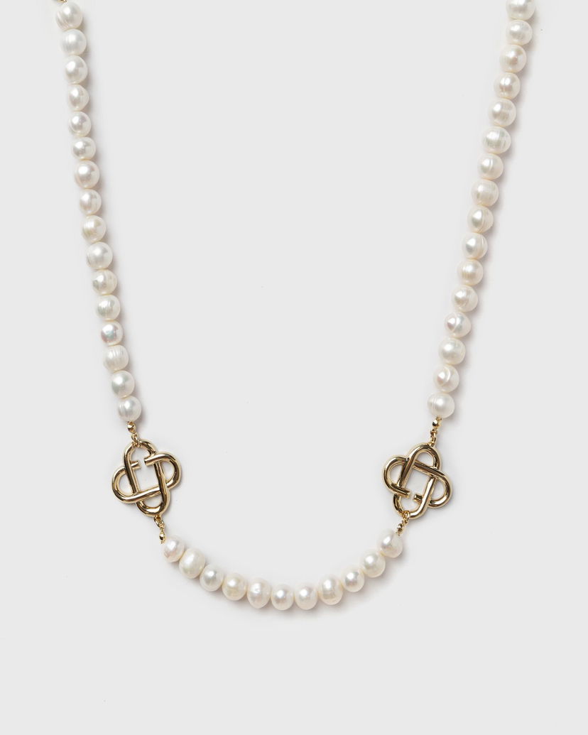 Кольє Casablanca Pearl Logo Necklace білий | APF25-JW-085-01