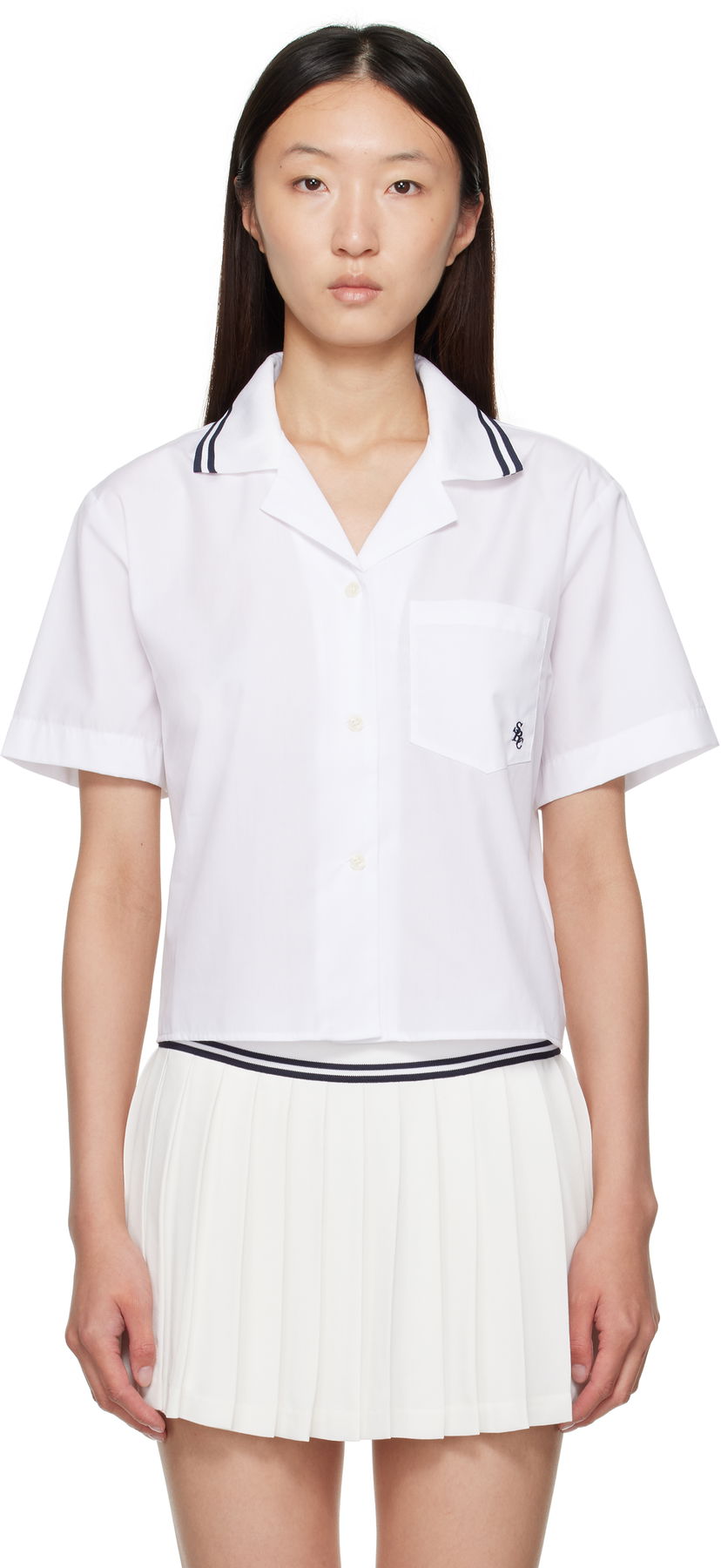 Сорочка Sporty & Rich Sporty & Rich 'SRC' Sailor Cropped Shirt білий | SI023602302WH01