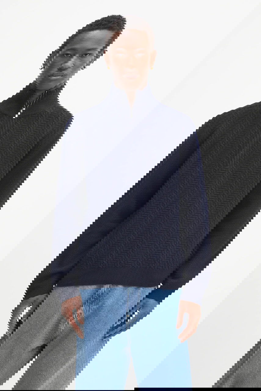 Cветр A.P.C. A.P.C. Pull Theo Half Zip Sweater темно-синій | WVBCZ.H23416, 0