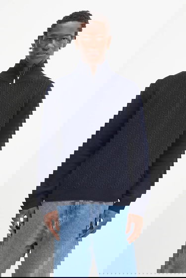 Cветр A.P.C. A.P.C. Pull Theo Half Zip Sweater темно-синій | WVBCZ.H23416, 0