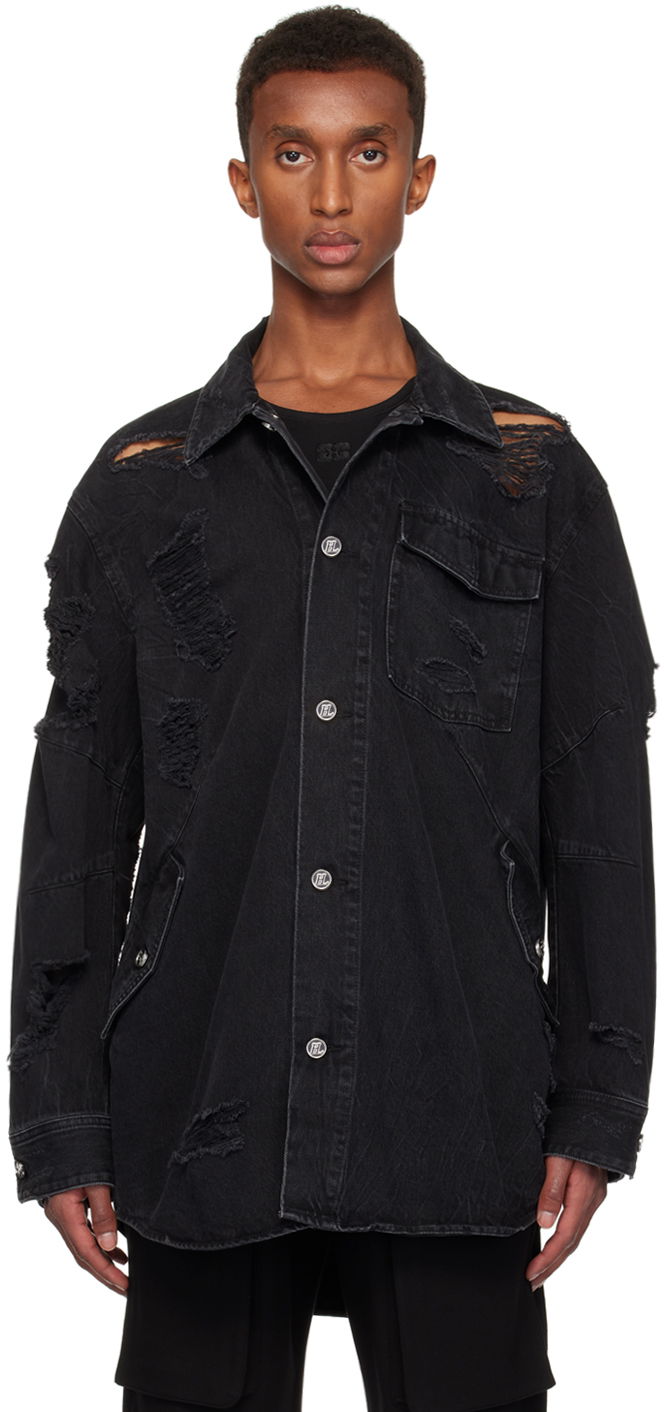 Сорочка Helmut Lang Helmut Lang Apex Distressed Denim Shirt чорний | O06DM103