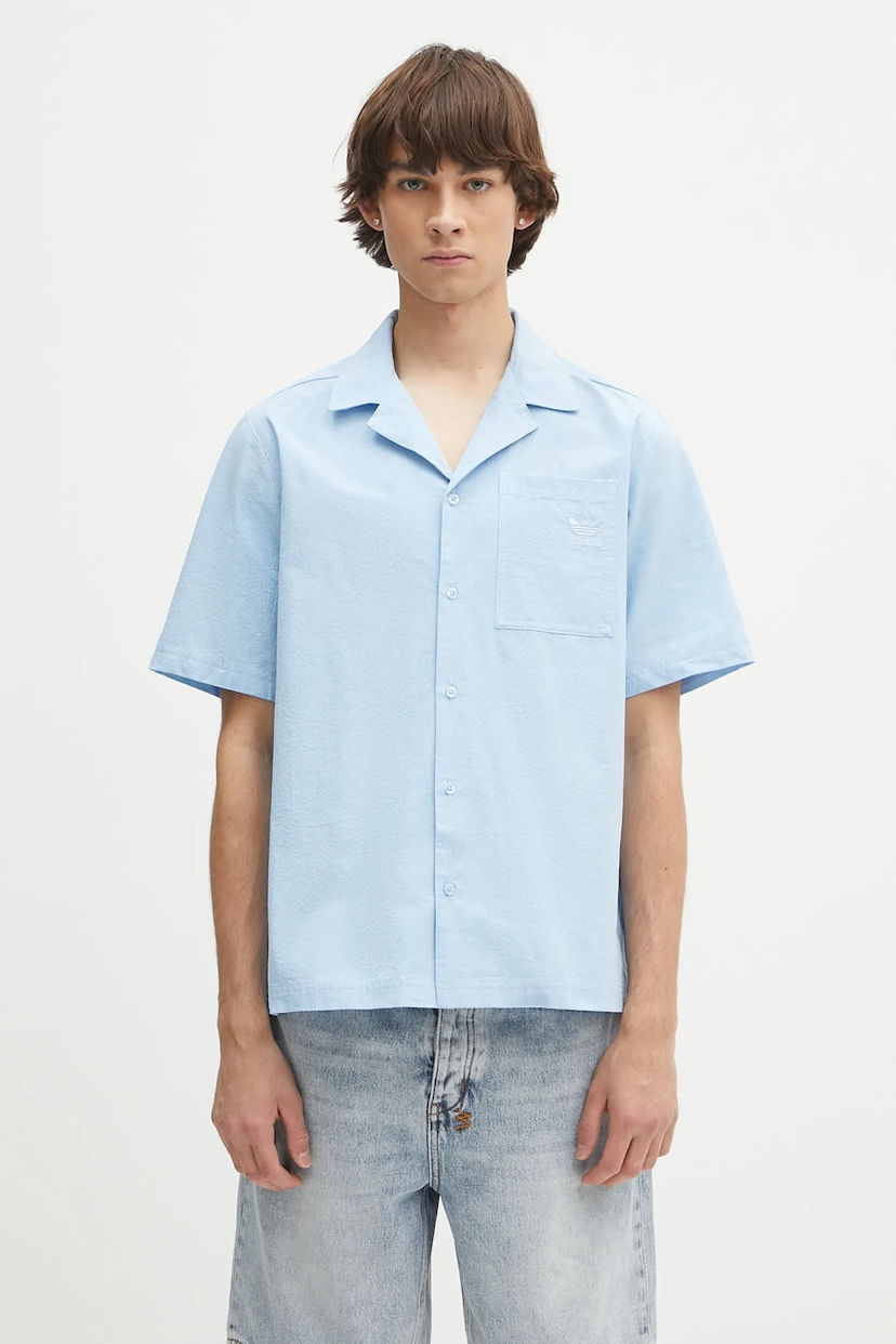 Сорочка adidas Originals adidas Originals Essentials Seersucker Relaxed Fit Short Sleeve Shirt Синій | JD2457