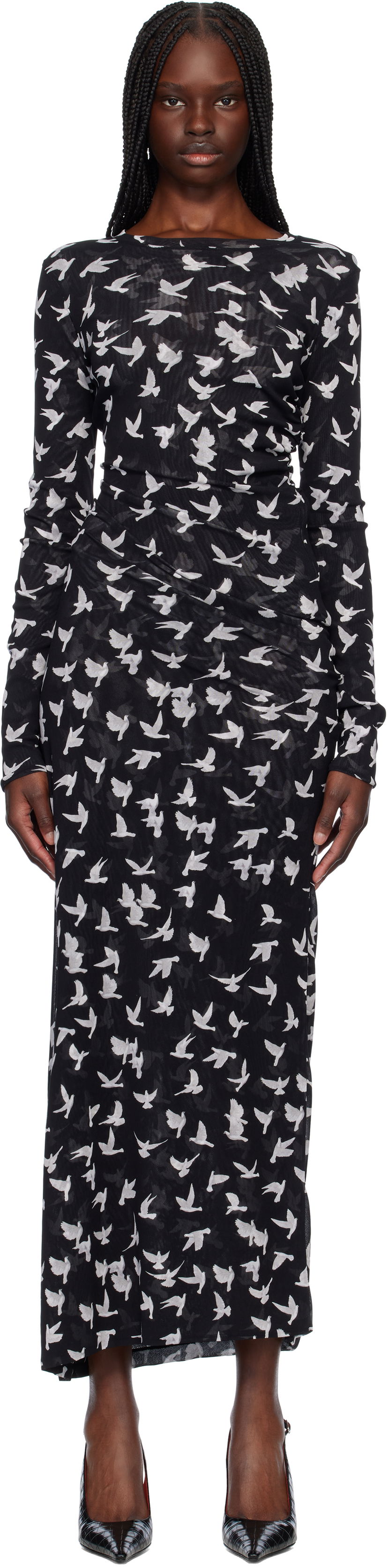 плаття Stella McCartney Stella McCartney Dove Print Mesh Maxi Dress чорний | 6J03353SPZ89