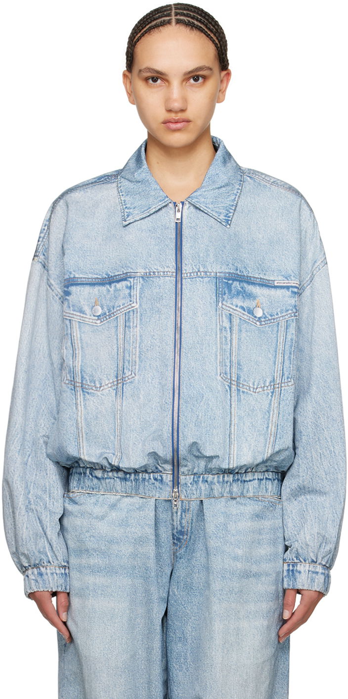 Куртка бомбер Alexander Wang Printed Denim Bomber Jacket Бірюзовий | UWC1242027