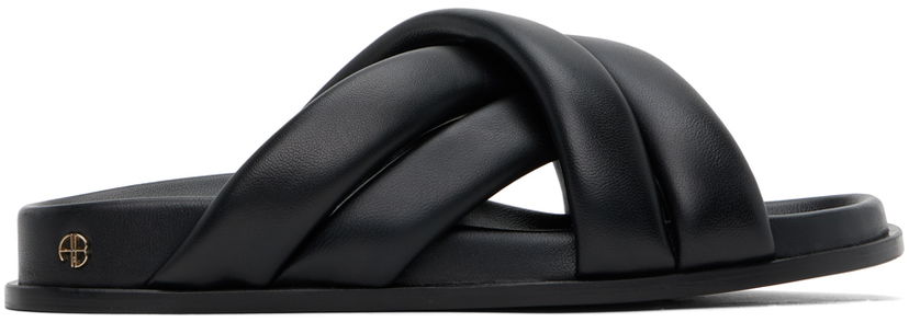 Кросівки та взуття Anine Bing Lizzie Padded Leather Slides чорний | A-14-4028-007