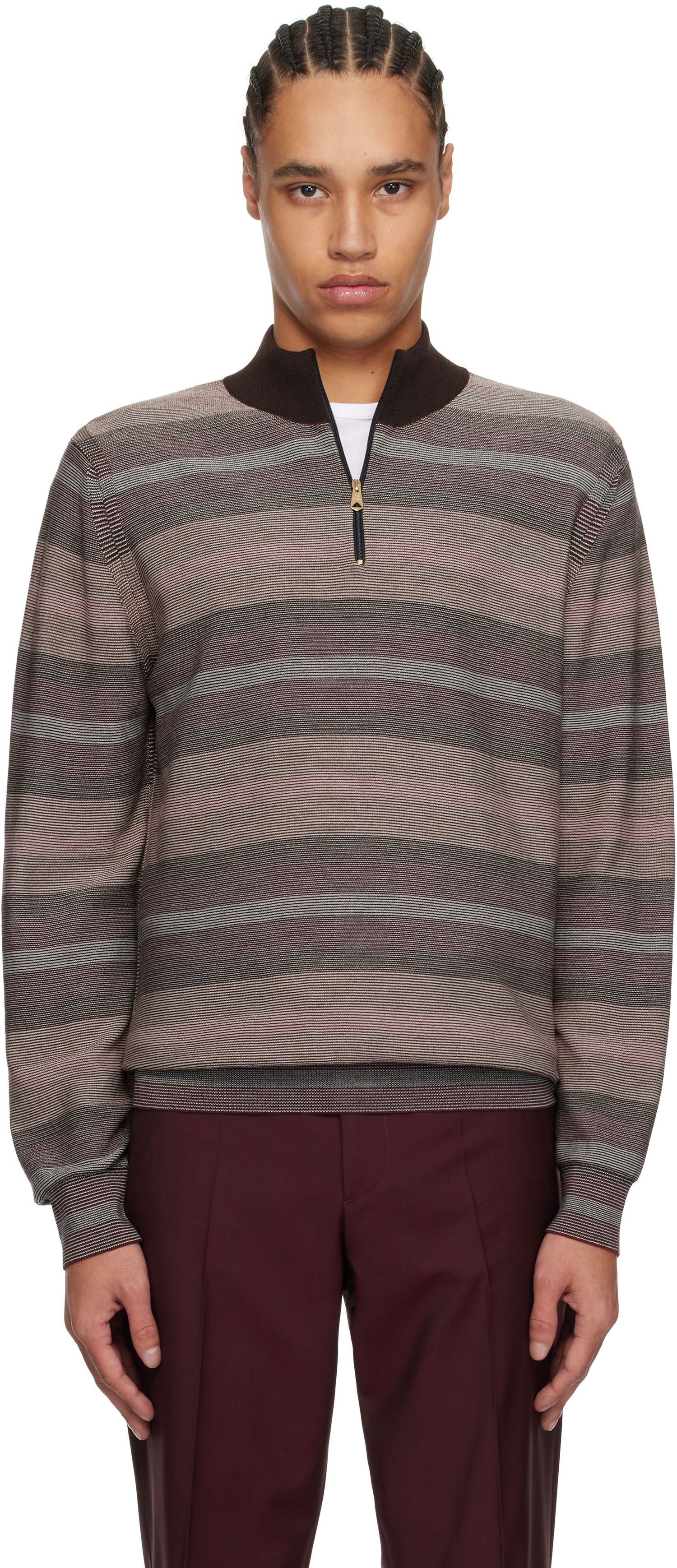 Cветр Paul Smith Paul Smith Hazy Stripe Zip Sweater Коричневий | M1R-254Z-P02590-92, 0