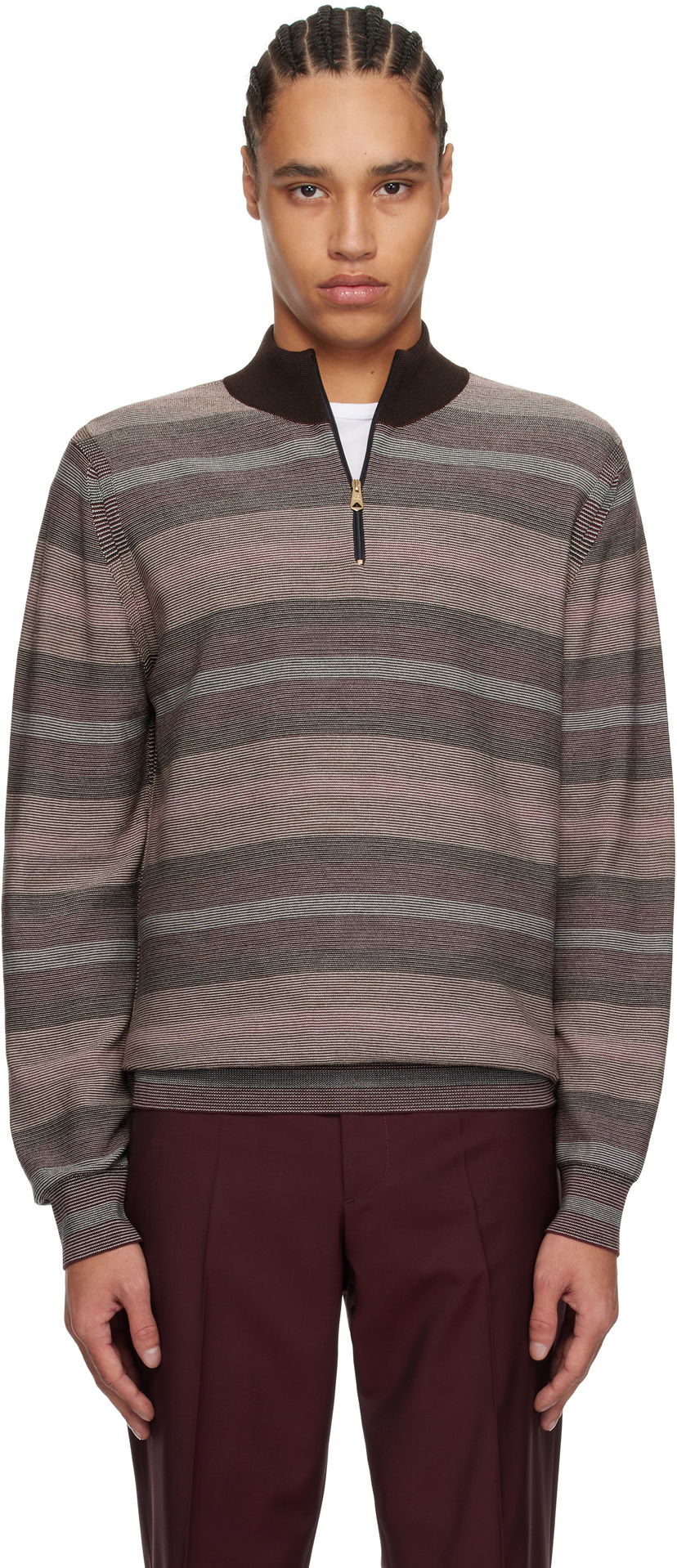 Cветр Paul Smith Paul Smith Hazy Stripe Zip Sweater Коричневий | M1R-254Z-P02590-92