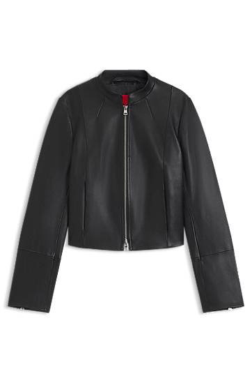 Куртка BOSS Stand Collar Leather Jacket чорний | 50541262