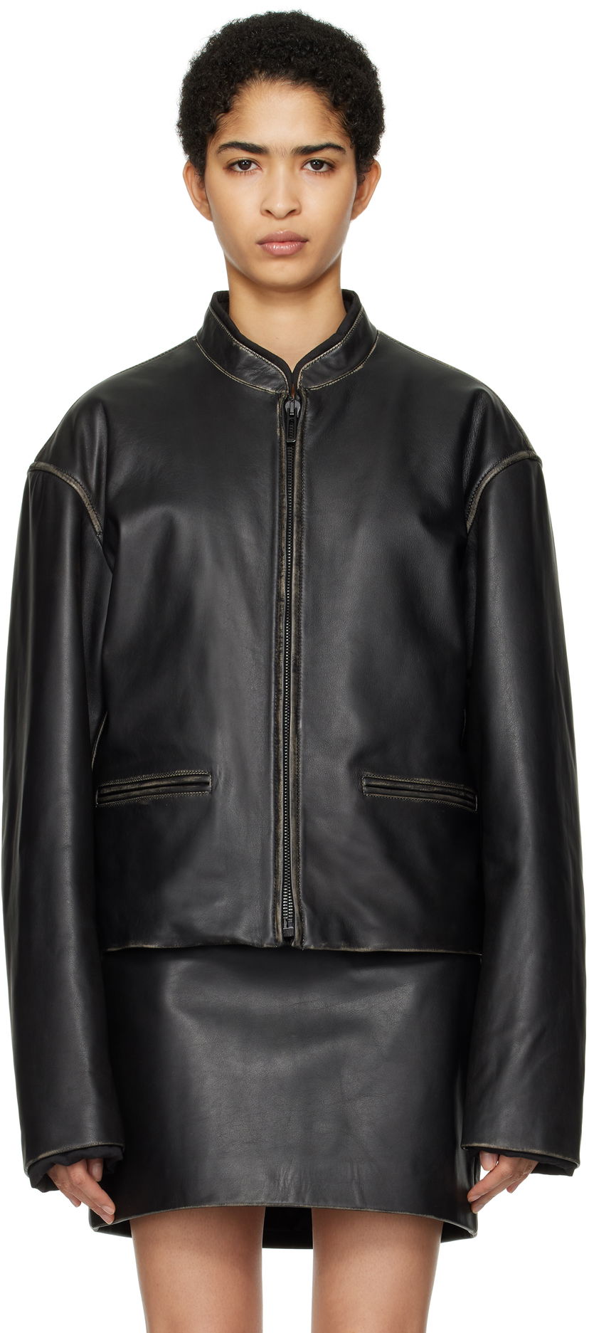 Куртка 032C Uma Leather Biker Jacket чорний | F24-URL-2041-050-W