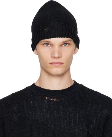 Шапка Ann Demeulemeester Ann Demeulemeester Edon Destroyed Seed Stitch Beanie чорний | B0013176-KN071-099, 0