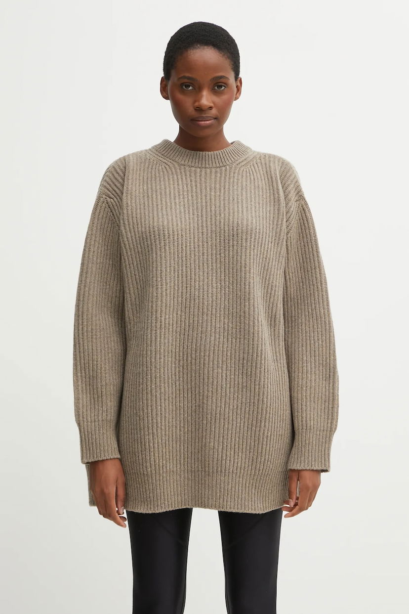 Cветр Maison Margiela MM6 Maison Margiela Ribbed Wool Blend Sweater бежевий | S62HL0042.M13193.114
