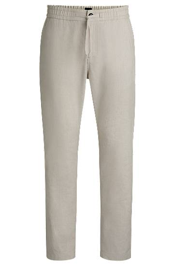 Штани BOSS Comfort-Stretch Linen-Blend Regular-Fit Trousers бежевий | 50536881