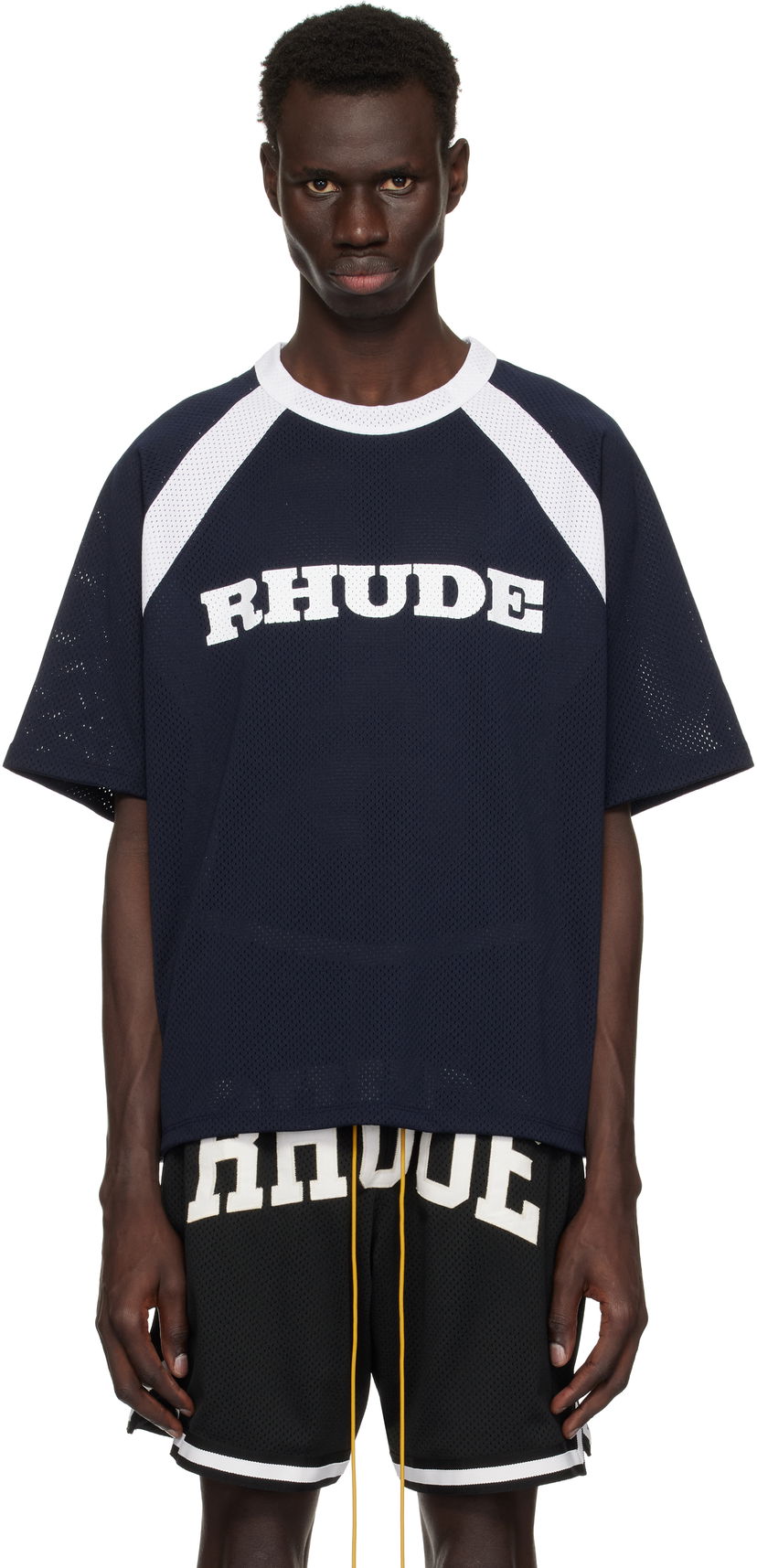 Футболка Rhude Rhude Racing Logo Mesh T-Shirt темно-синій | RHPS25TT20012