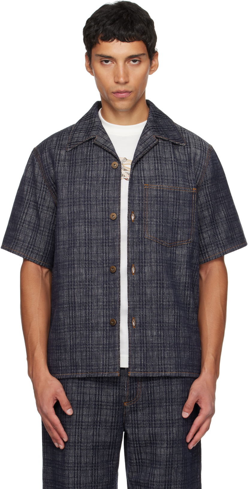 Сорочка Burberry Burberry Relaxed Fit Check Denim Shirt Синій | 8113431