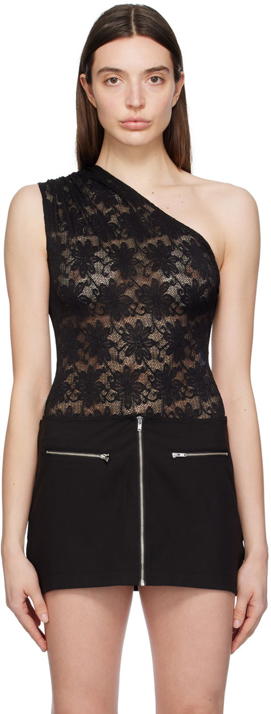 Боді Miaou Miaou Jade One Shoulder Lace Bodysuit чорний | 6005SLBLK