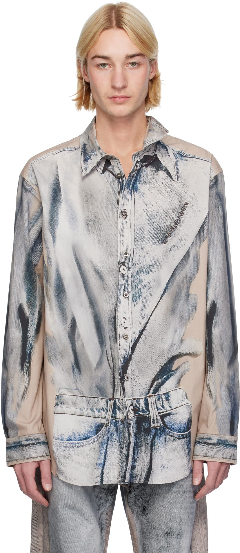Сорочка Y/PROJECT Trompe L'oeil Print Shirt Синій | 201SI014