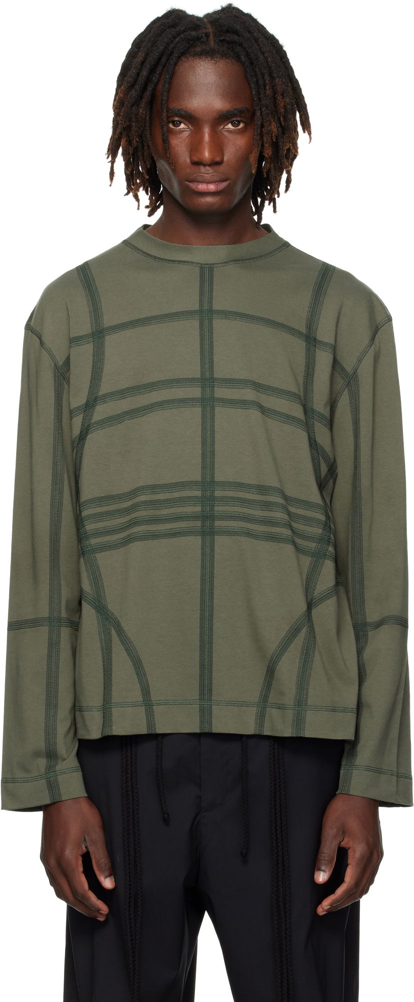 Футболка Craig Green Craig Green Flatlock Long Sleeve T-Shirt Зелений | CGAW25CJETLS11