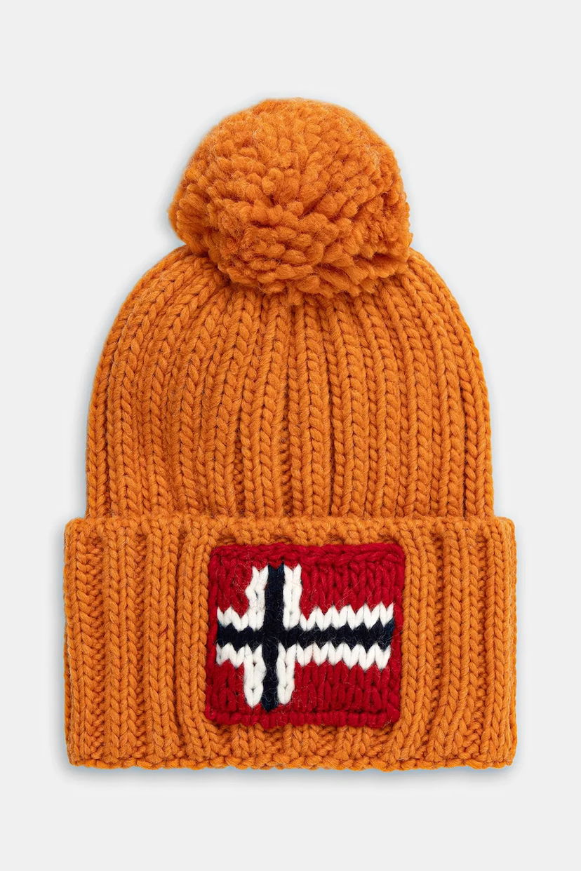 Шапка Napapijri Napapijri Semiury 5 Wool Blend Beanie with Pompom Помаранчевий | NP0A4GKBA681