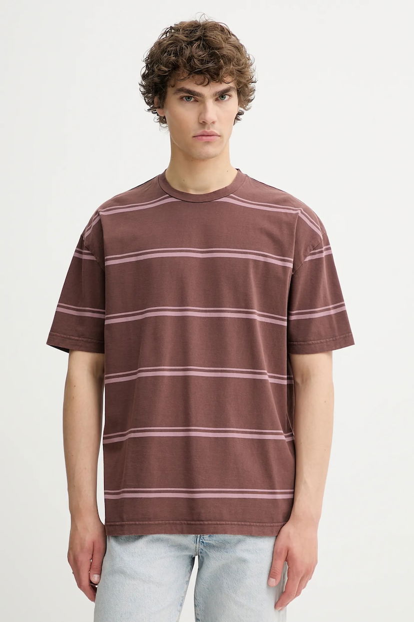Футболка Samsoe Samsoe SAHAKEEM Oversized Striped Short Sleeve T-Shirt Коричневий | M25200026