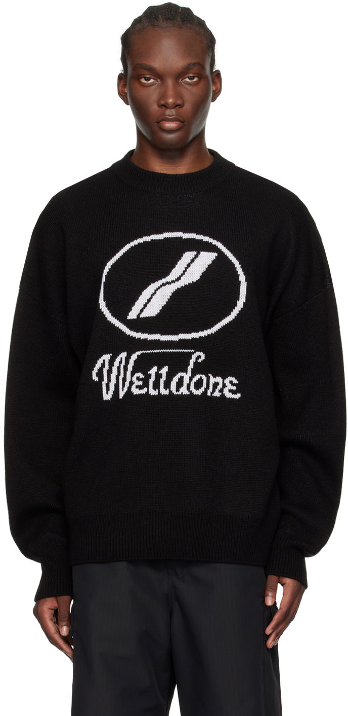 Cветр We11done Designer Logo Jacquard Sweater чорний | WD-KO8-20-507-U-BK