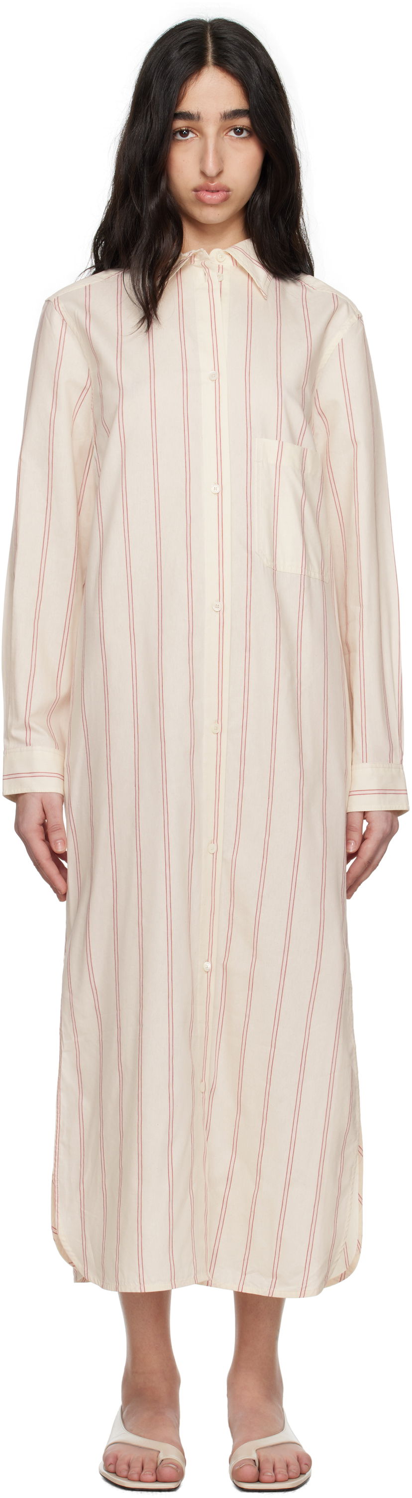 плаття TOTEME TOTEME Striped Tunic Midi Dress білий | 252-WRD1752-FB0388