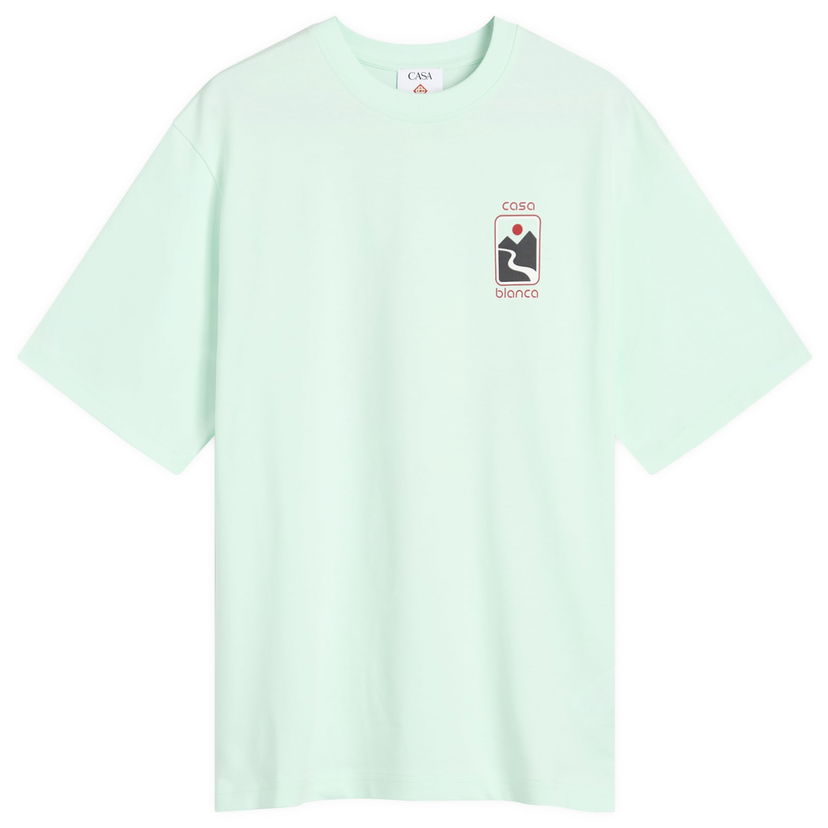 Футболка Casablanca Casablanca Sunset Valley Screen Printed Oversized T-Shirt, Size Large Зелений | MPF25-JTS-044-03