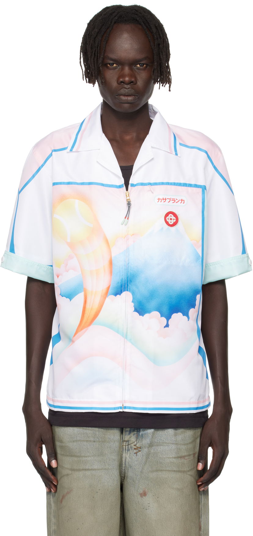 Сорочка Casablanca Casablanca Fuji Dream Zip Shirt білий | MPF25-SWM-064-01