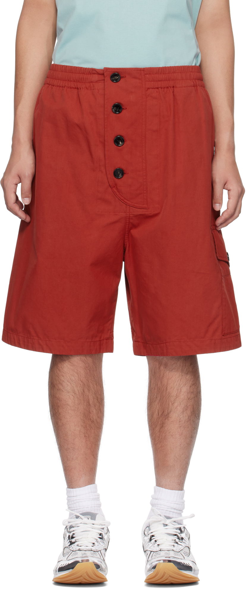 Шорти Bottega Veneta Bottega Veneta Cotton Twill Shorts Червоний | 811896V4CS06155