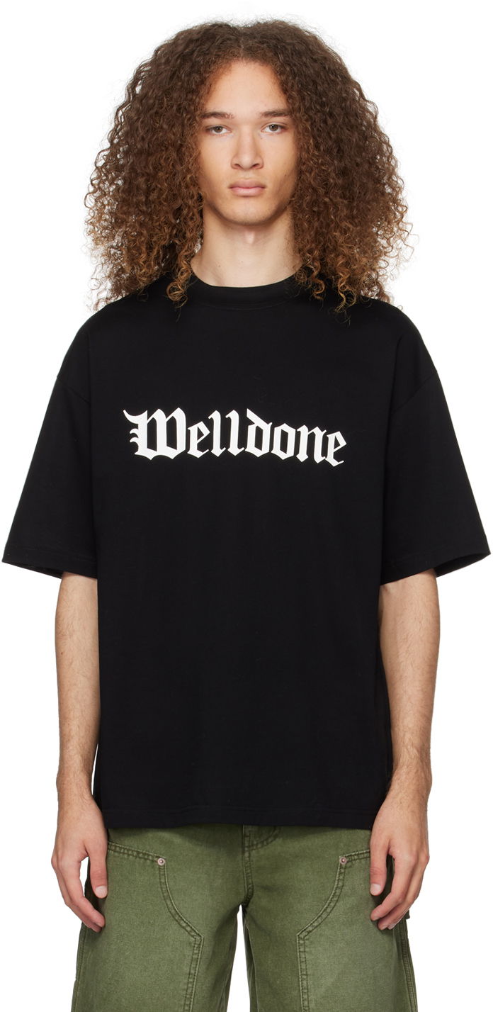 Футболка We11done We11done Gothic Logo T-Shirt чорний | WD-TT0-24-899-U-BK