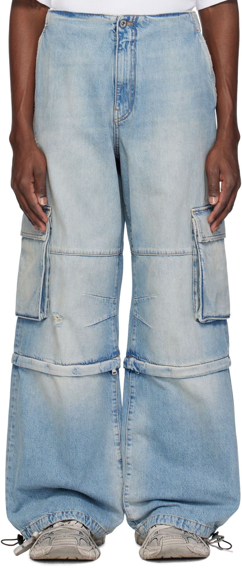 Штани карго We11done We11done Faded Denim Zip-off Cargo Pants Синій | WD-DP0-25-393-M-SK