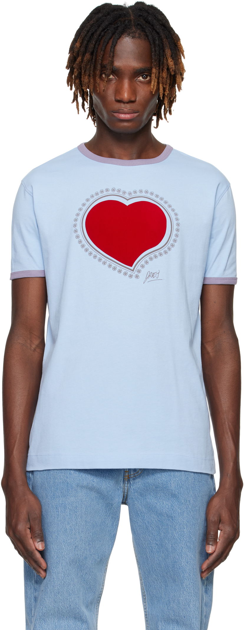 Футболка Dries Van Noten Dries Van Noten Archive Heart Graphic T-Shirt Синій | 251-021110-1600