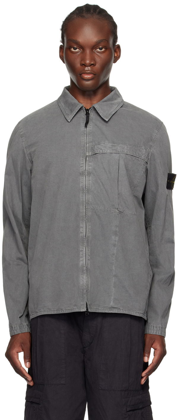 Сорочка Stone Island Gray Garment-Dyed Shirt Сірий | 8115103WN